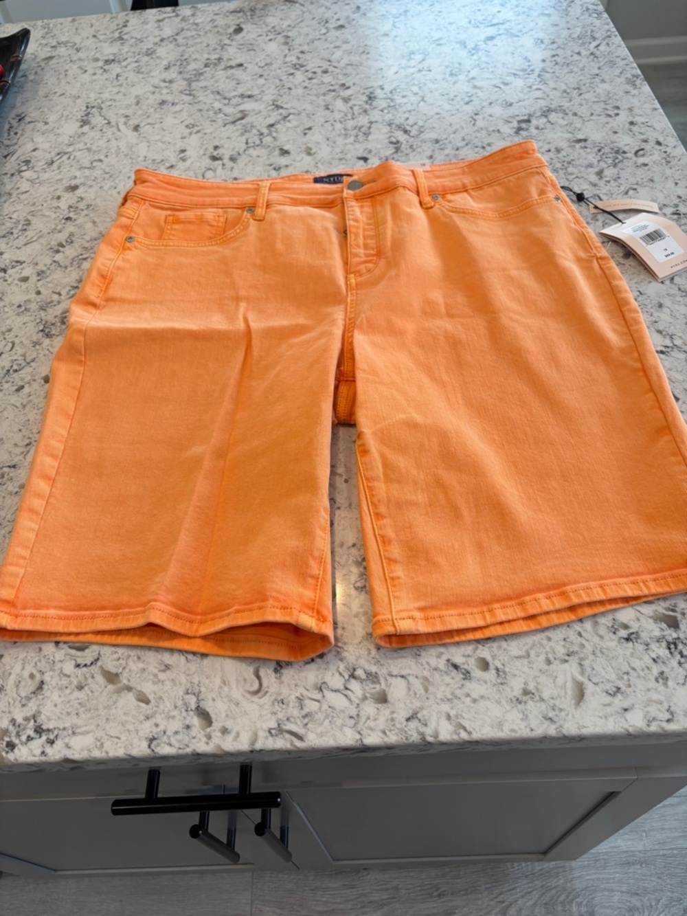 NYDJ Bright Orange Denim Bermuda Shorts